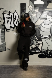 Hoodie "TEAM012" Back Logo Black/White - BASEDODICI®