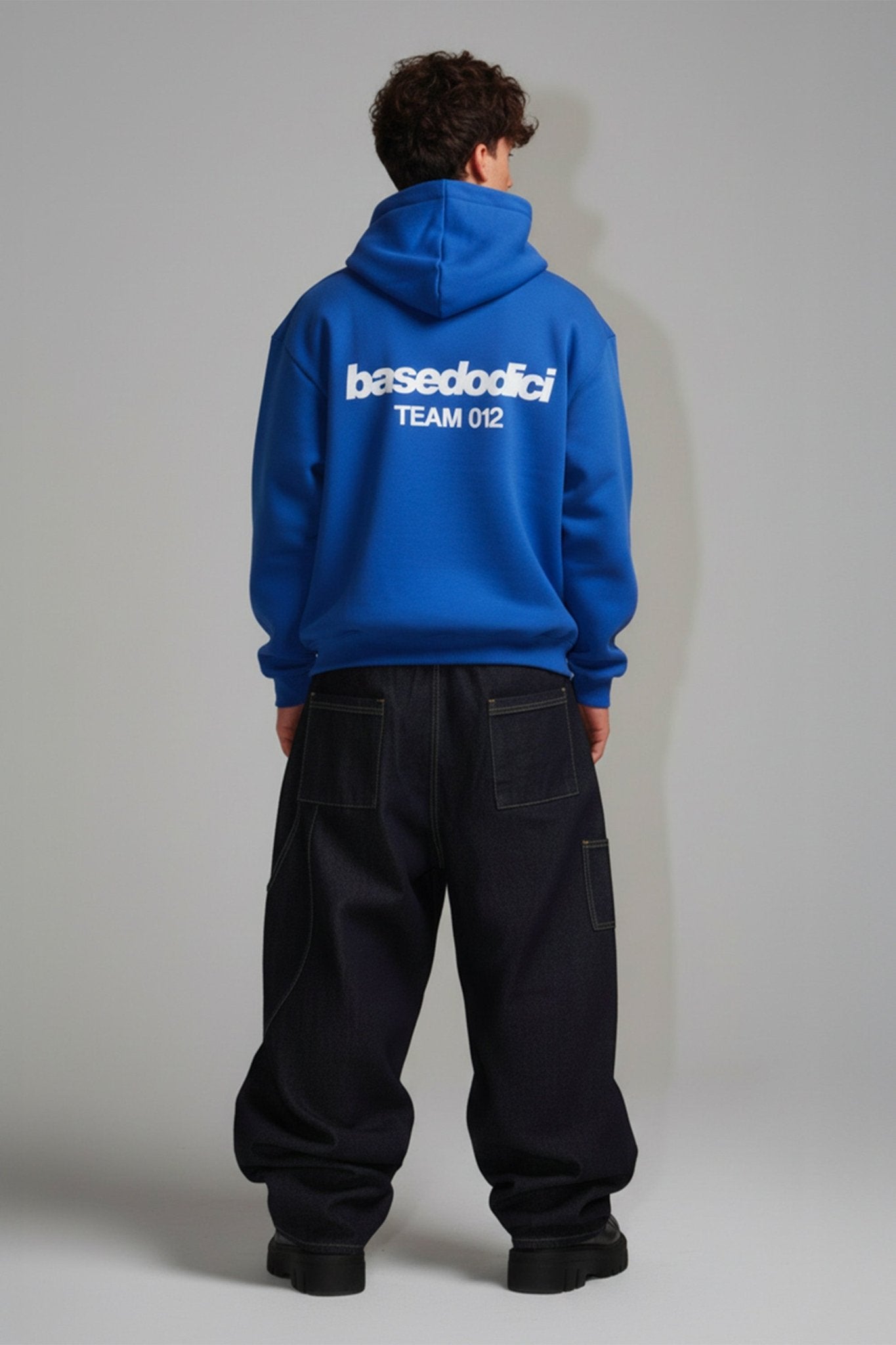 Hoodie "TEAM012" Back Logo Blue/White - BASEDODICI®