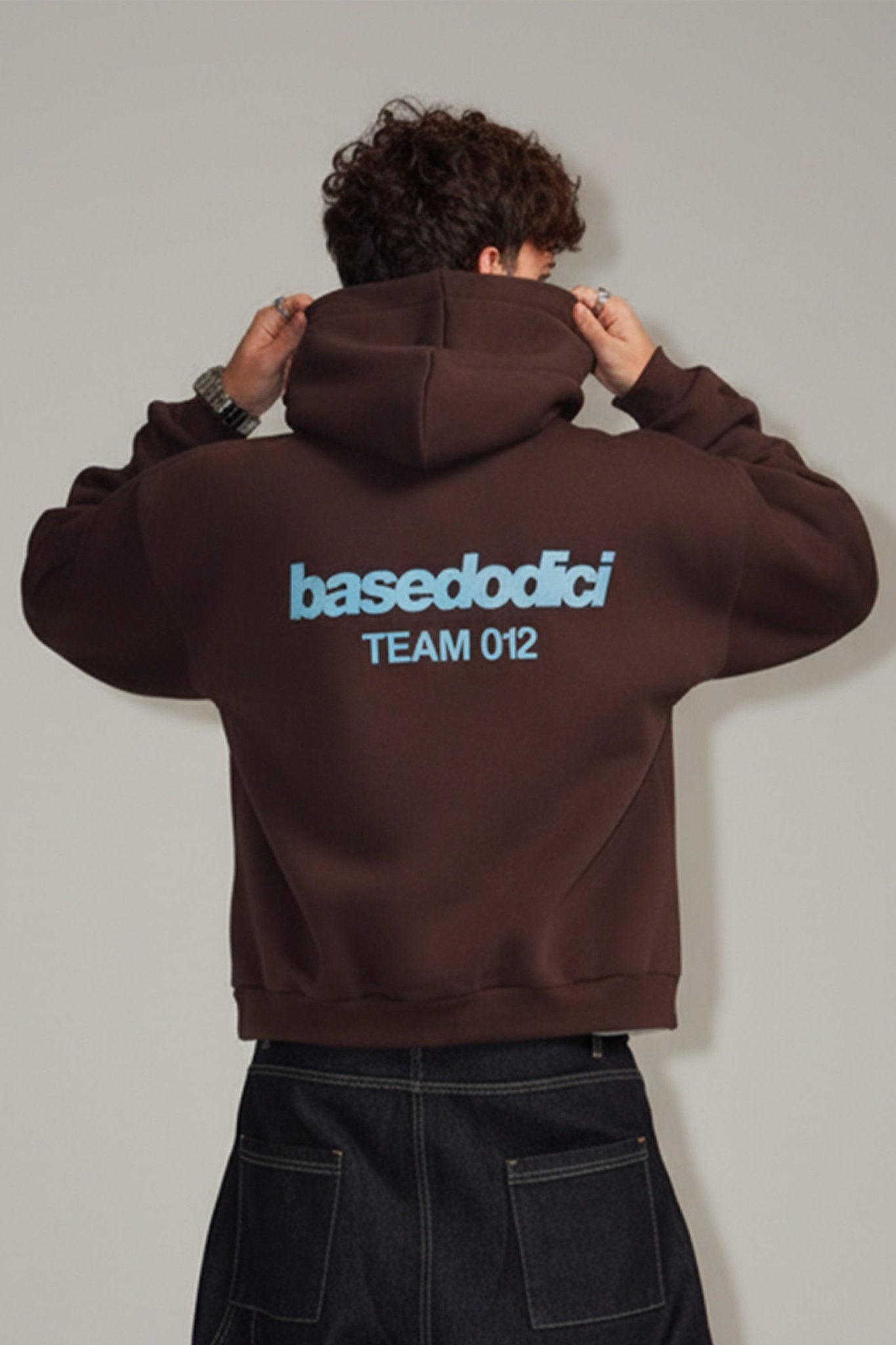 Hoodie "TEAM012" Back Logo Brown/Azure - BASEDODICI®