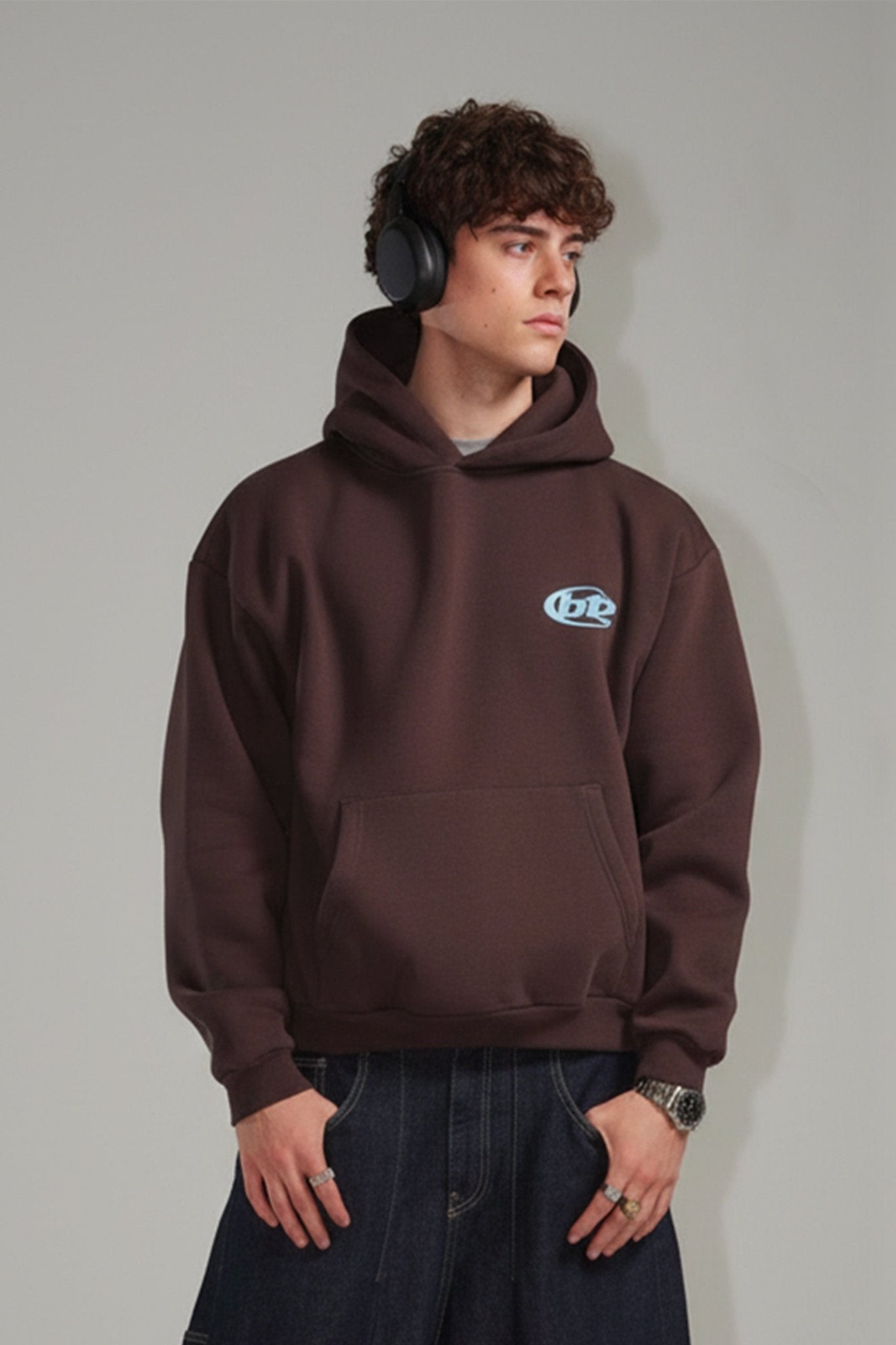 Hoodie "TEAM012" Back Logo Brown/Azure - BASEDODICI®