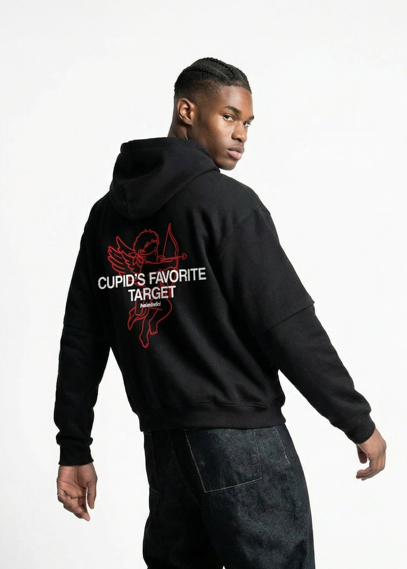Hoodie "VALENTINE" Cupid Black - BASEDODICI®