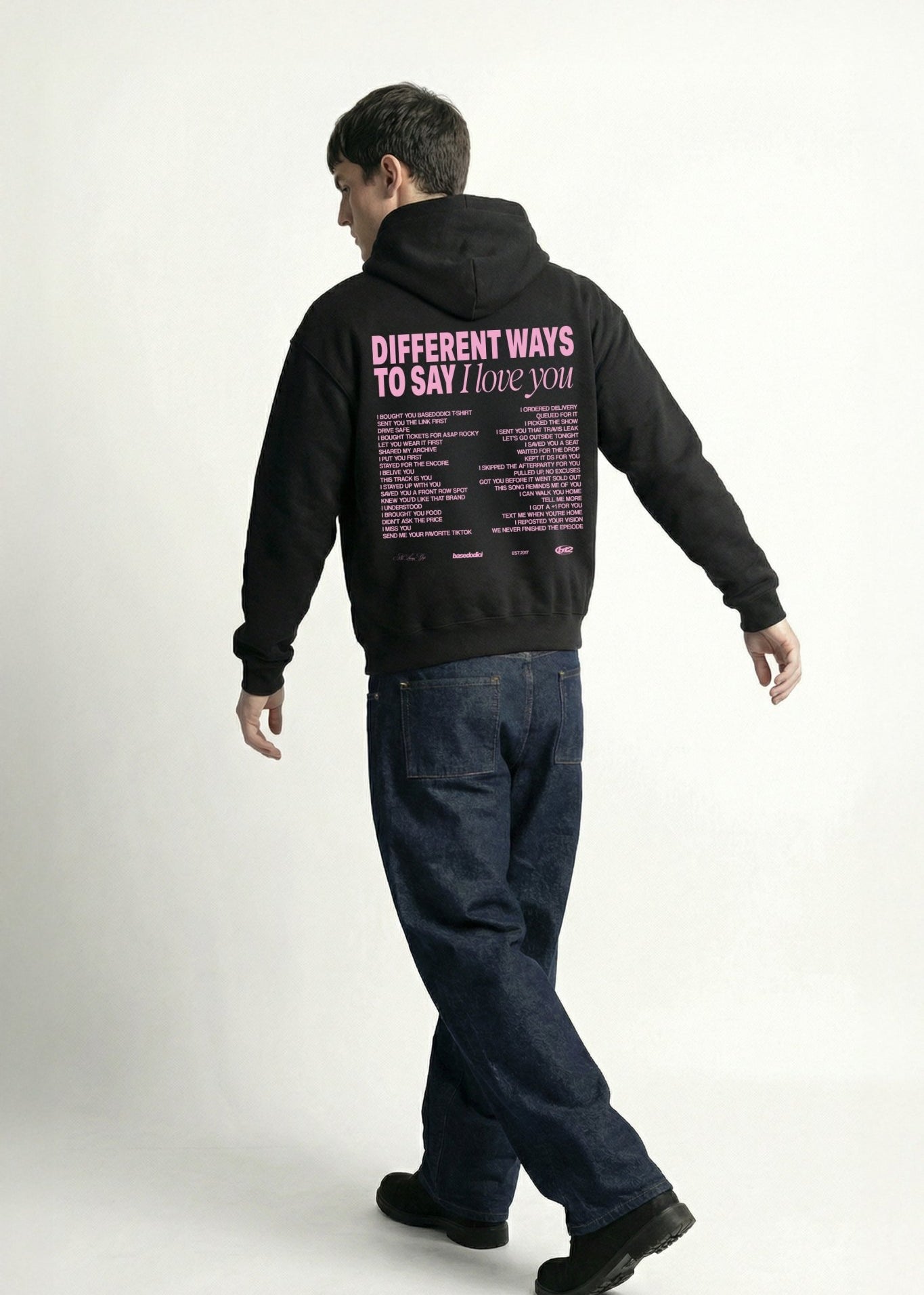 Hoodie "VALENTINE" iLoveYou Black - BASEDODICI®