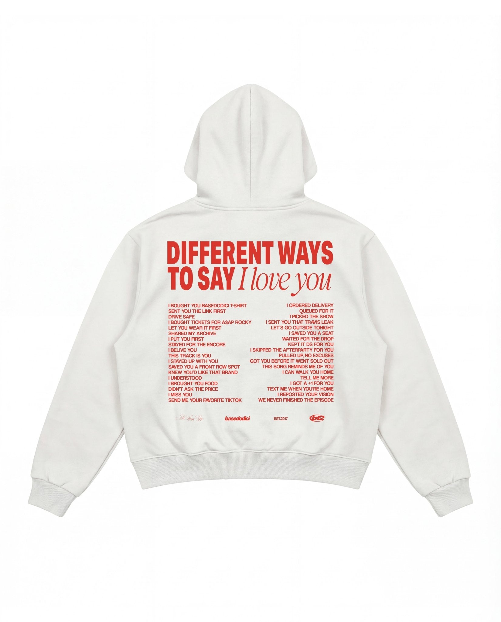 Hoodie "VALENTINE" iLoveYou White - BASEDODICI®