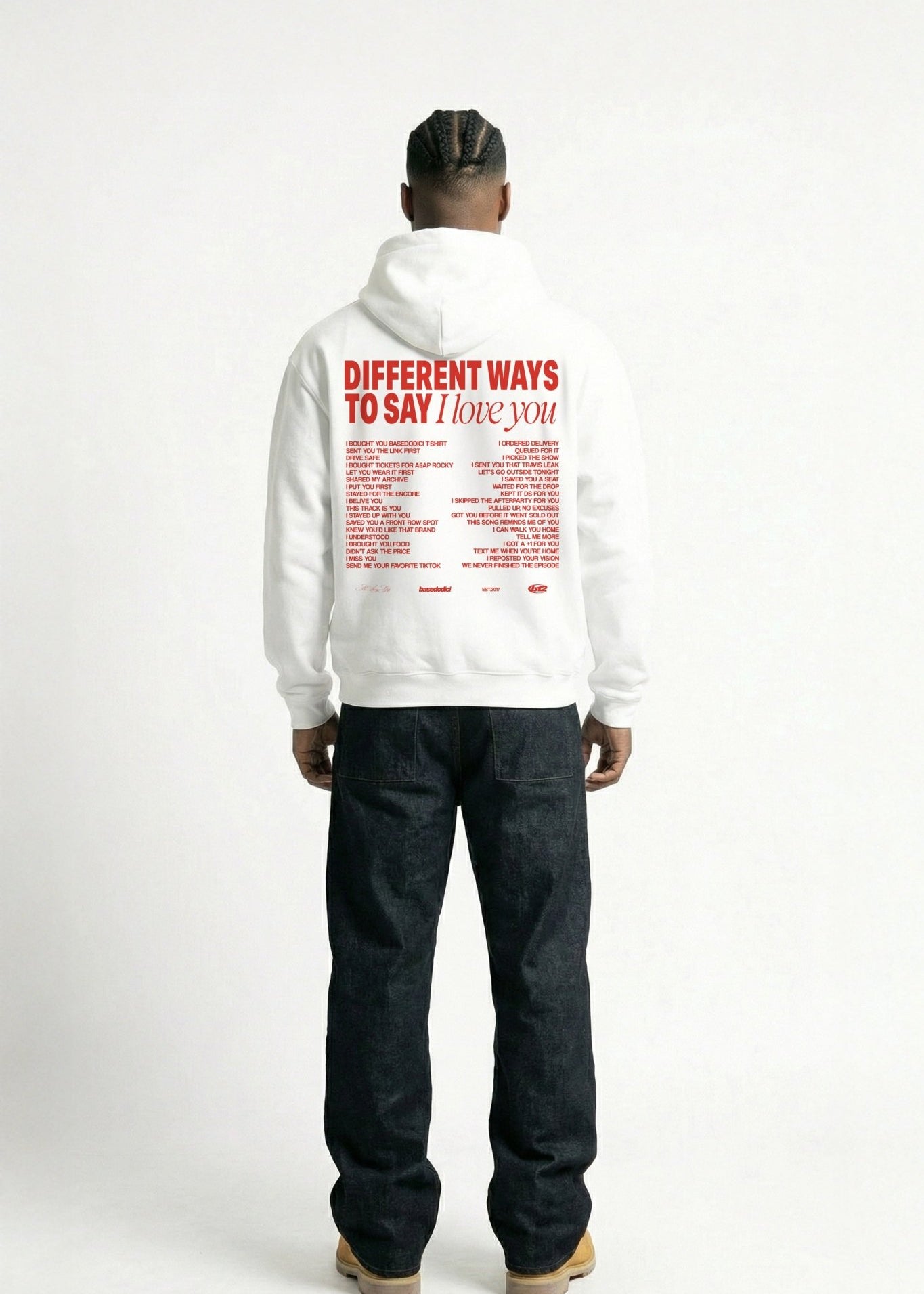 Hoodie "VALENTINE" iLoveYou White - BASEDODICI®