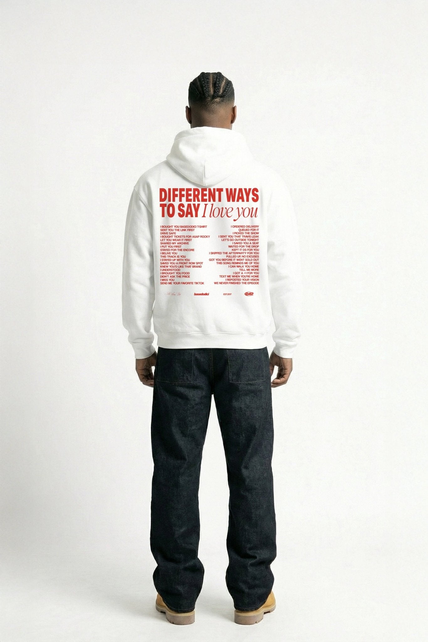 Hoodie "VALENTINE" iLoveYou White - BASEDODICI®