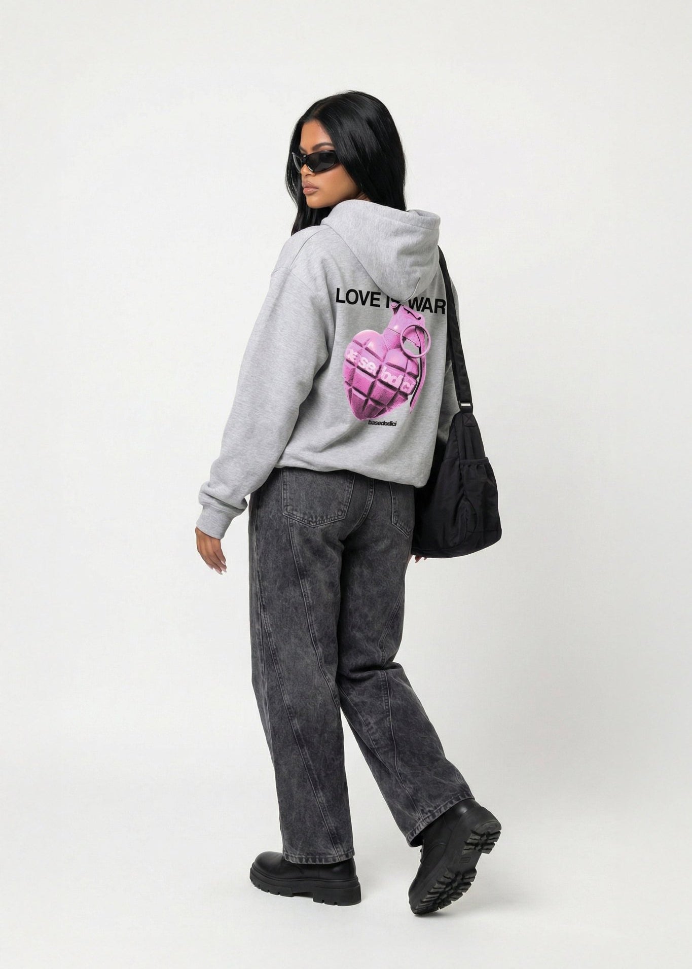 Hoodie "VALENTINE" LoveIsWar AshGrey - BASEDODICI®