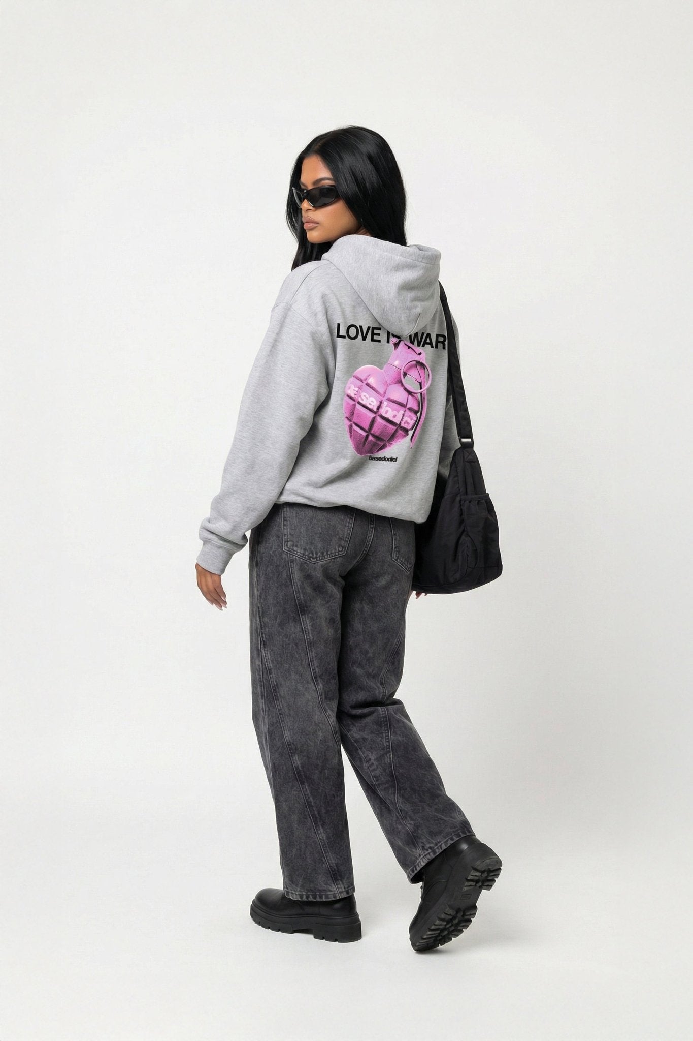 Hoodie "VALENTINE" LoveIsWar AshGrey - BASEDODICI®
