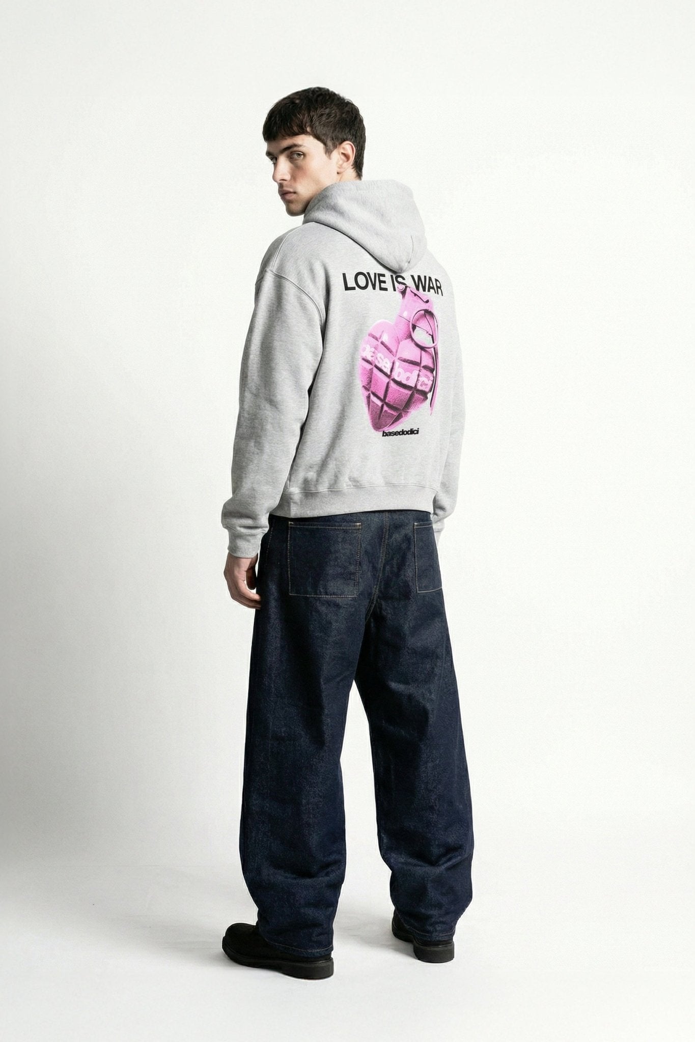 Hoodie "VALENTINE" LoveIsWar AshGrey - BASEDODICI®