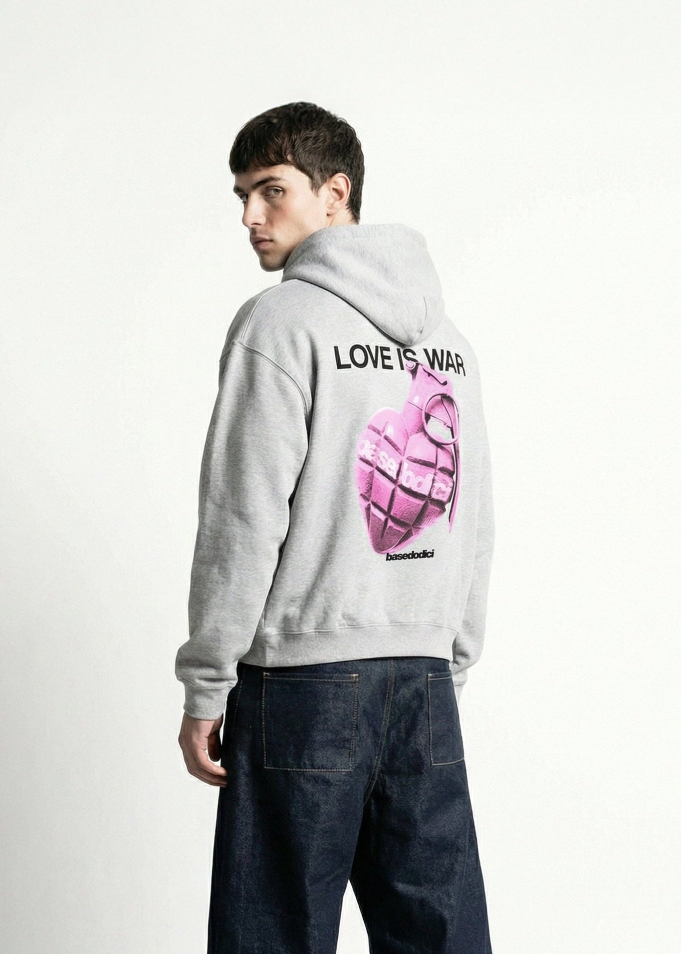 Hoodie "VALENTINE" LoveIsWar AshGrey - BASEDODICI®