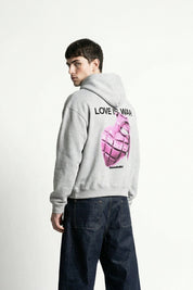 Hoodie "VALENTINE" LoveIsWar AshGrey - BASEDODICI®
