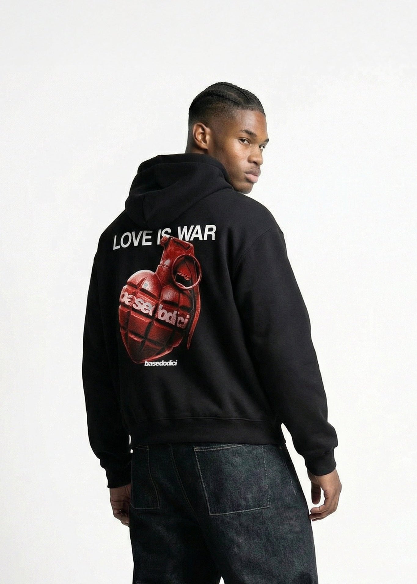 Hoodie "VALENTINE" LoveIsWar Black - BASEDODICI®