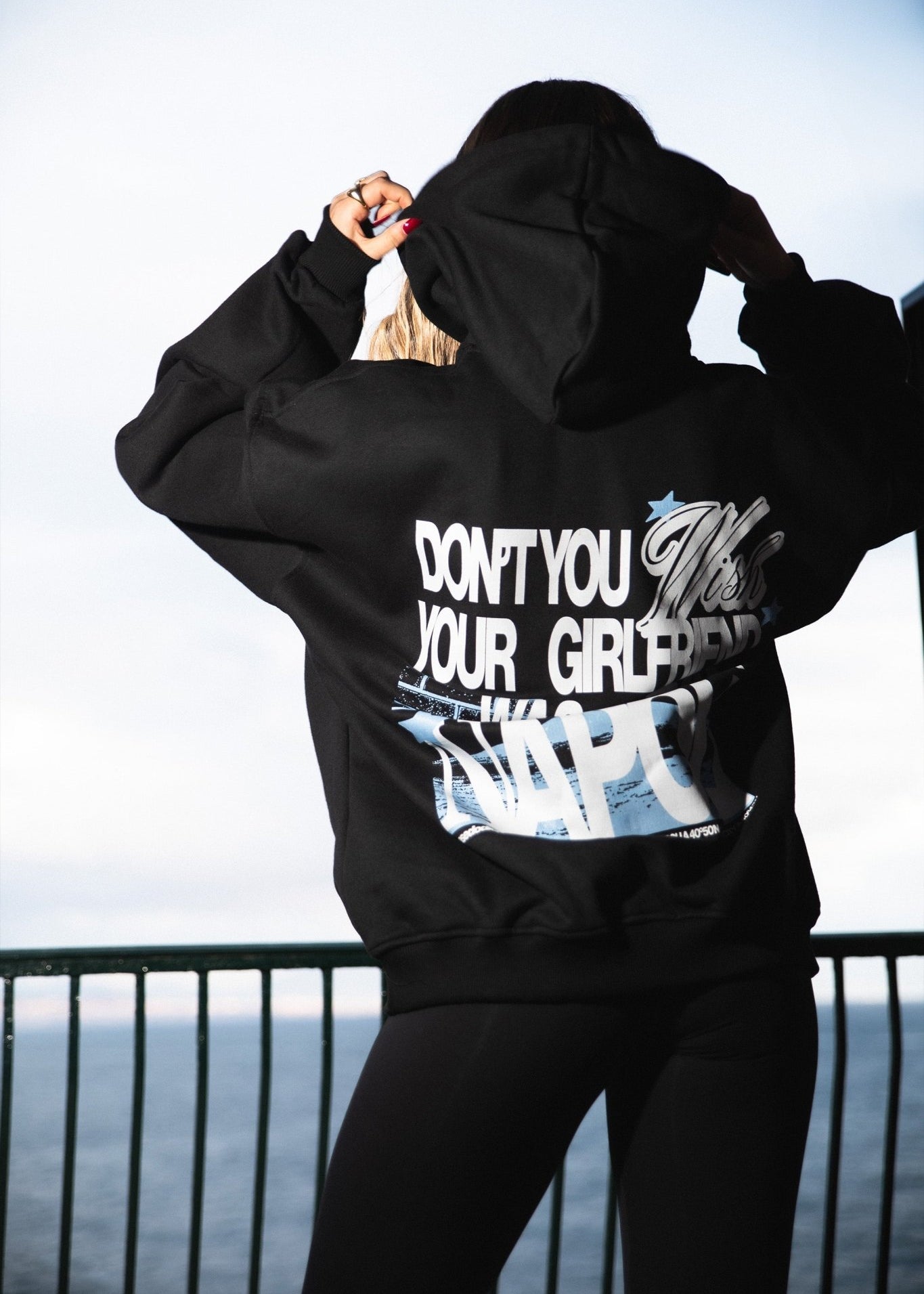 Hoodie “WISHYOUR” Girlfriend Black - BASEDODICI®