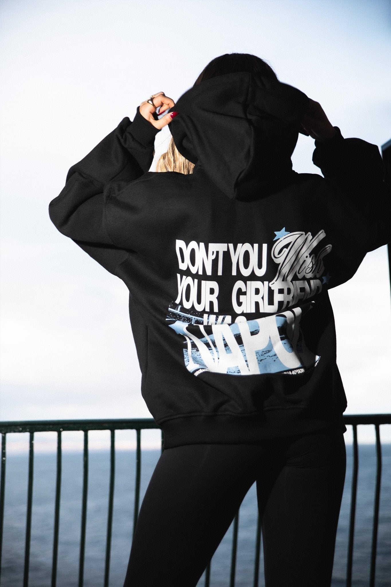 Hoodie “WISHYOUR” Girlfriend Black - BASEDODICI®