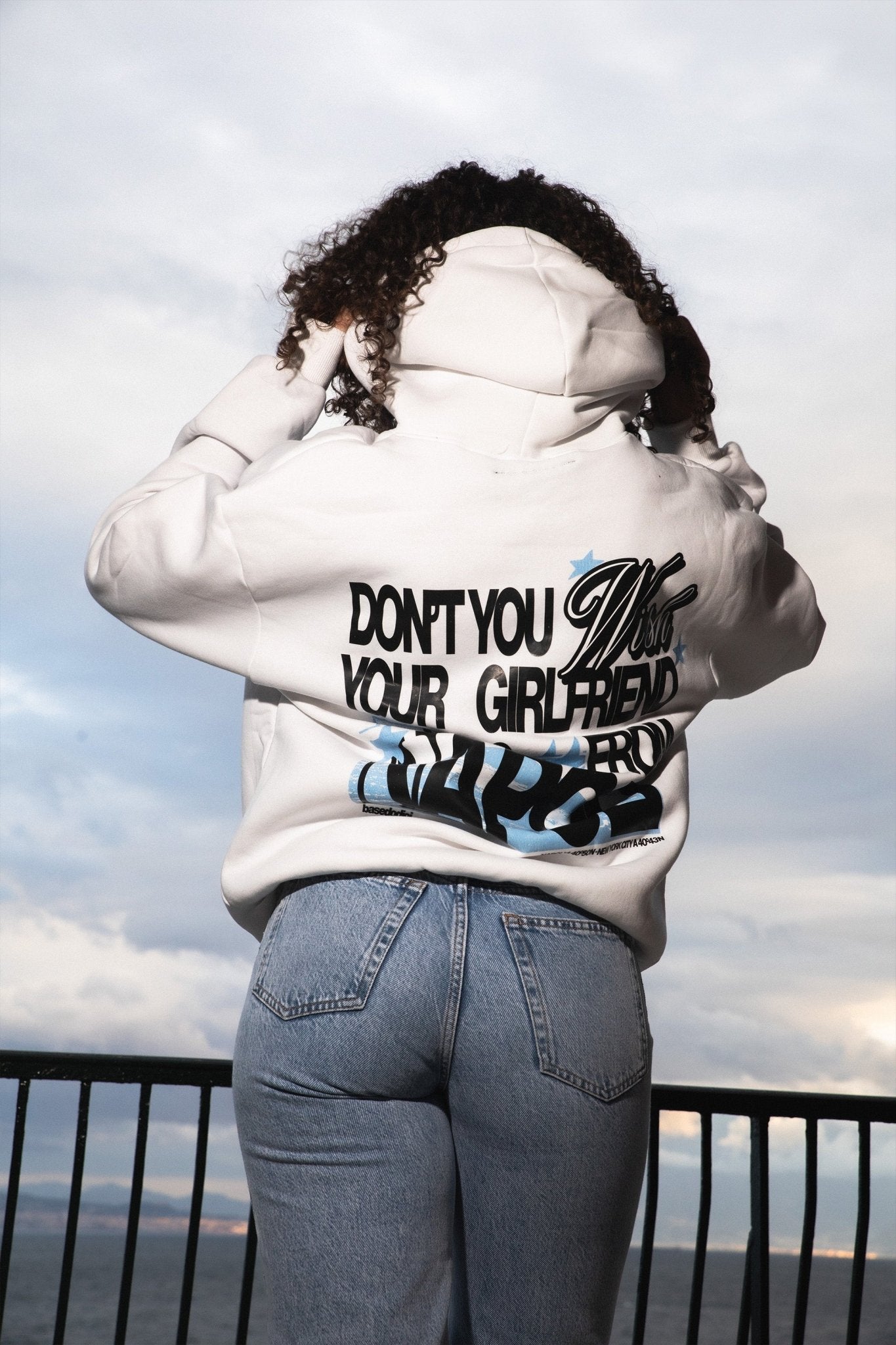 Hoodie “WISHYOUR” Girlfriend White - BASEDODICI®