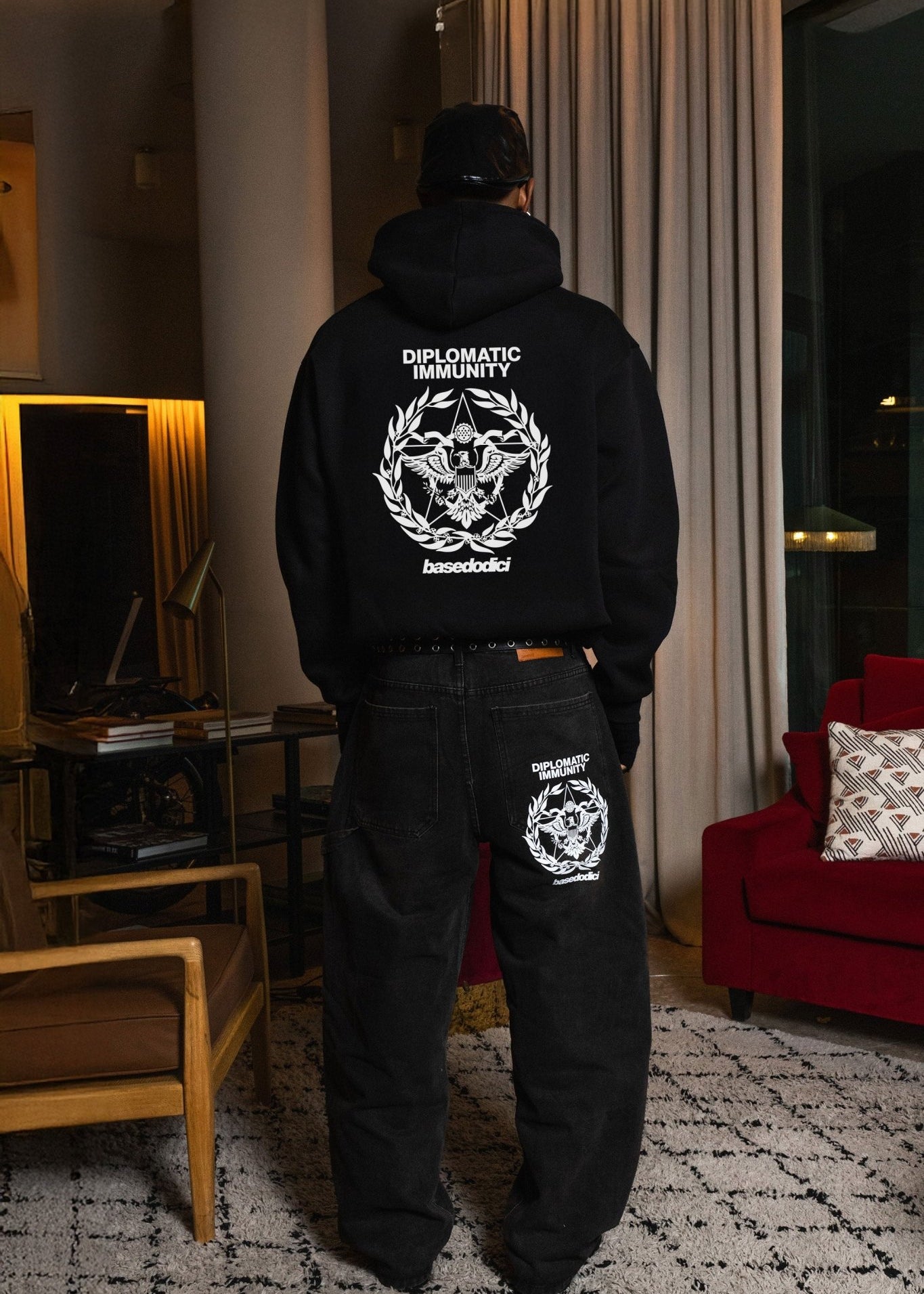Hoodie "WORLD TOUR" Diplomatic Immunity Black - BASEDODICI®