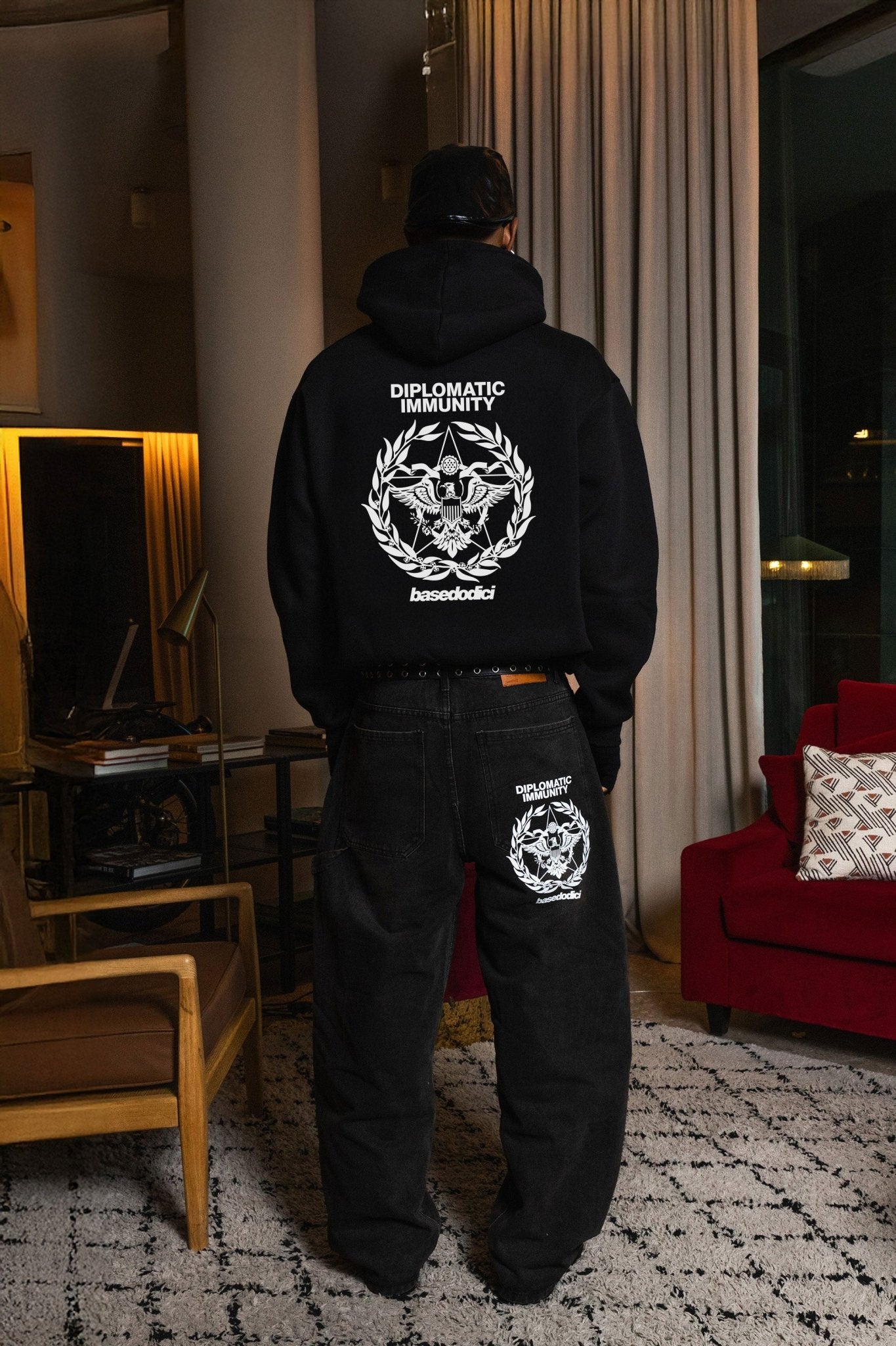 Hoodie "WORLD TOUR" Diplomatic Immunity Black - BASEDODICI®