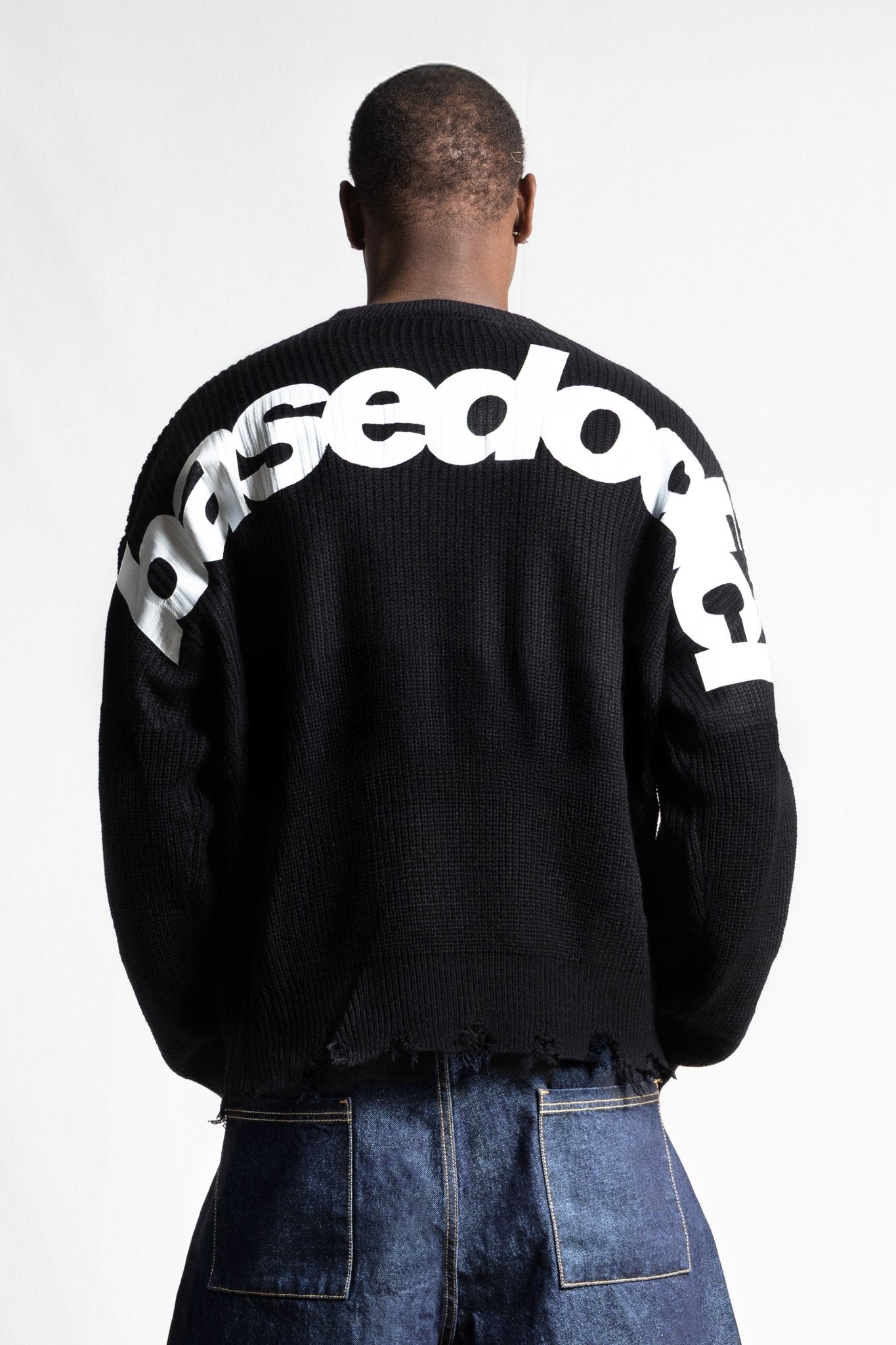 Knitwear "RUDEBOY LDN" Shoulder Logo Black - BASEDODICI®