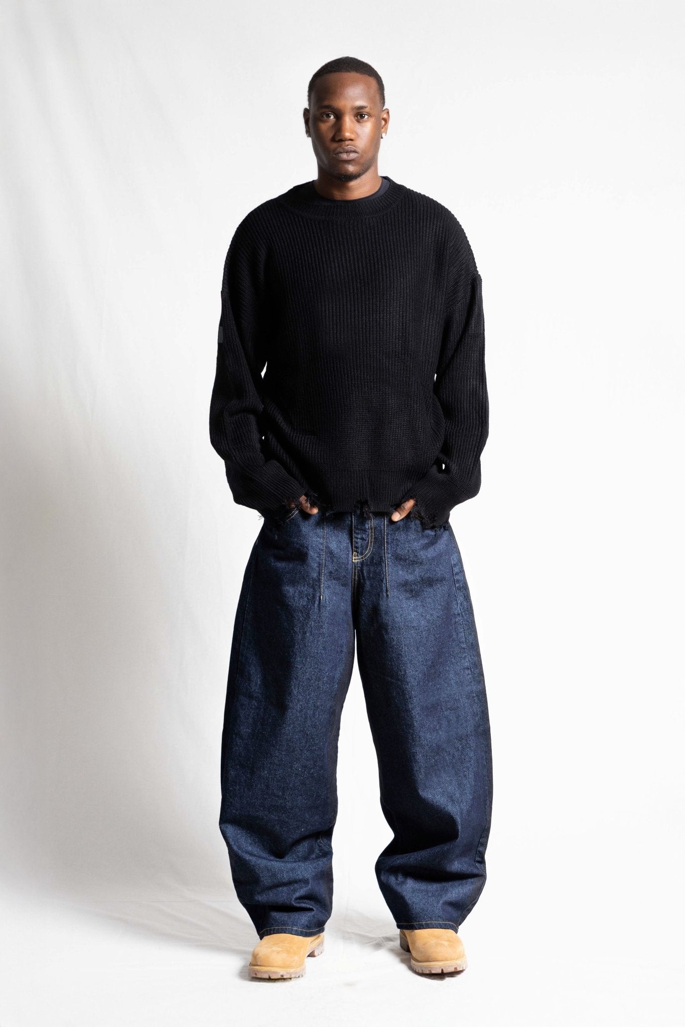 Knitwear "RUDEBOY LDN" Shoulder Logo Black - BASEDODICI®