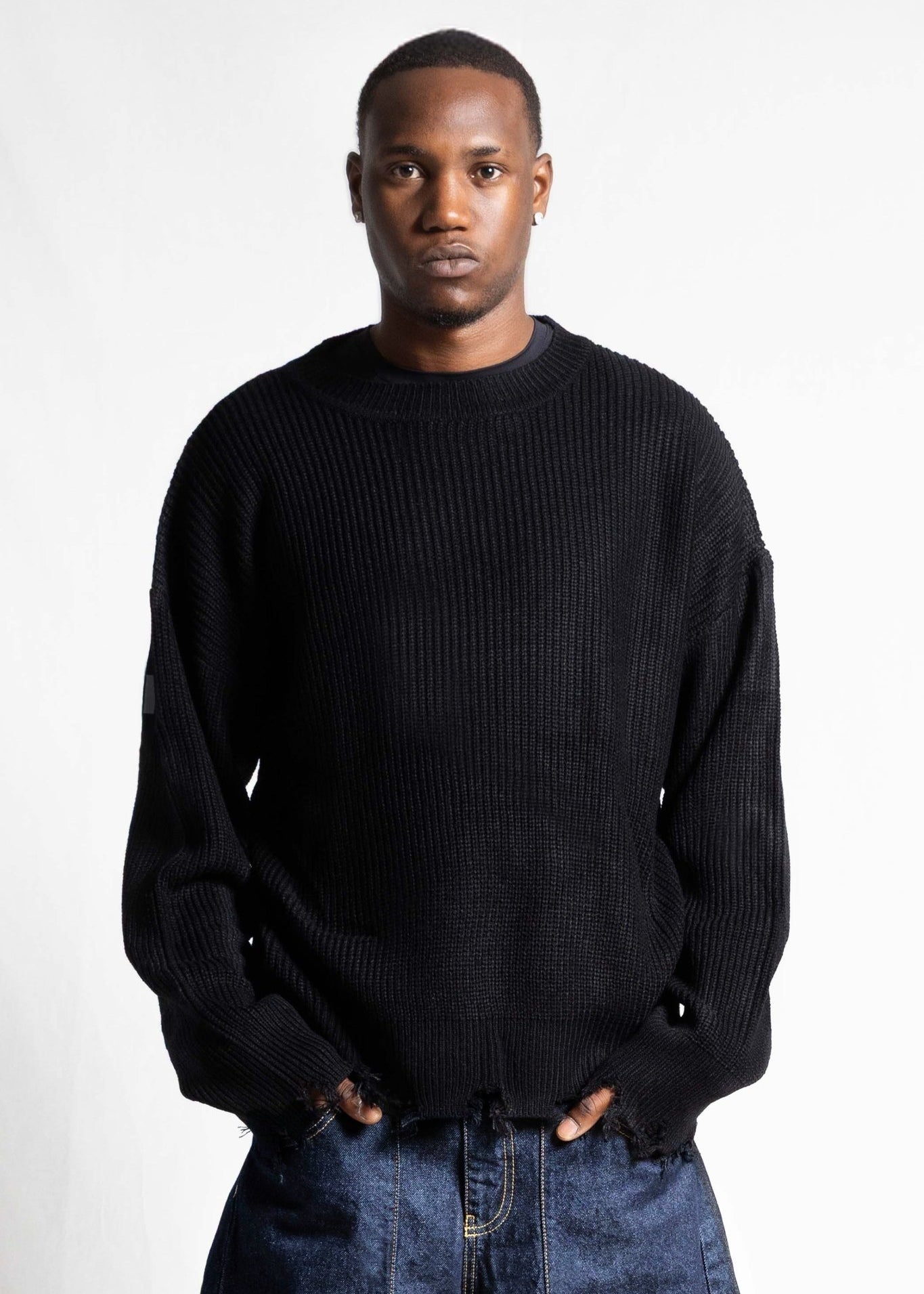 Knitwear "RUDEBOY LDN" Shoulder Logo Black - BASEDODICI®