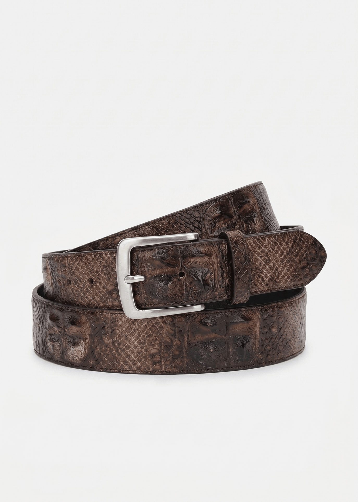 Leather Belt "LAST DELIVERY" Brown Crocodile - BASEDODICI®