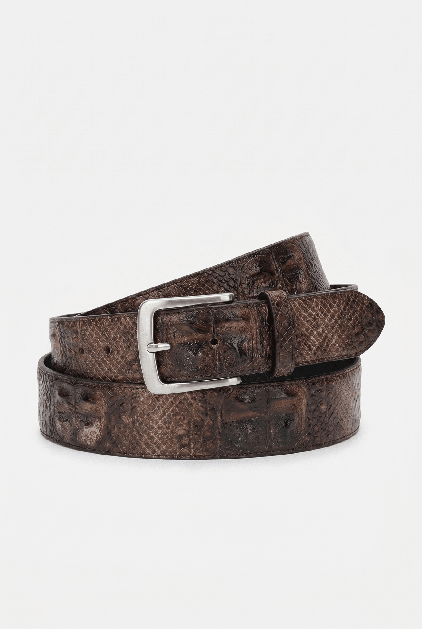 Leather Belt "LAST DELIVERY" Brown Crocodile - BASEDODICI®