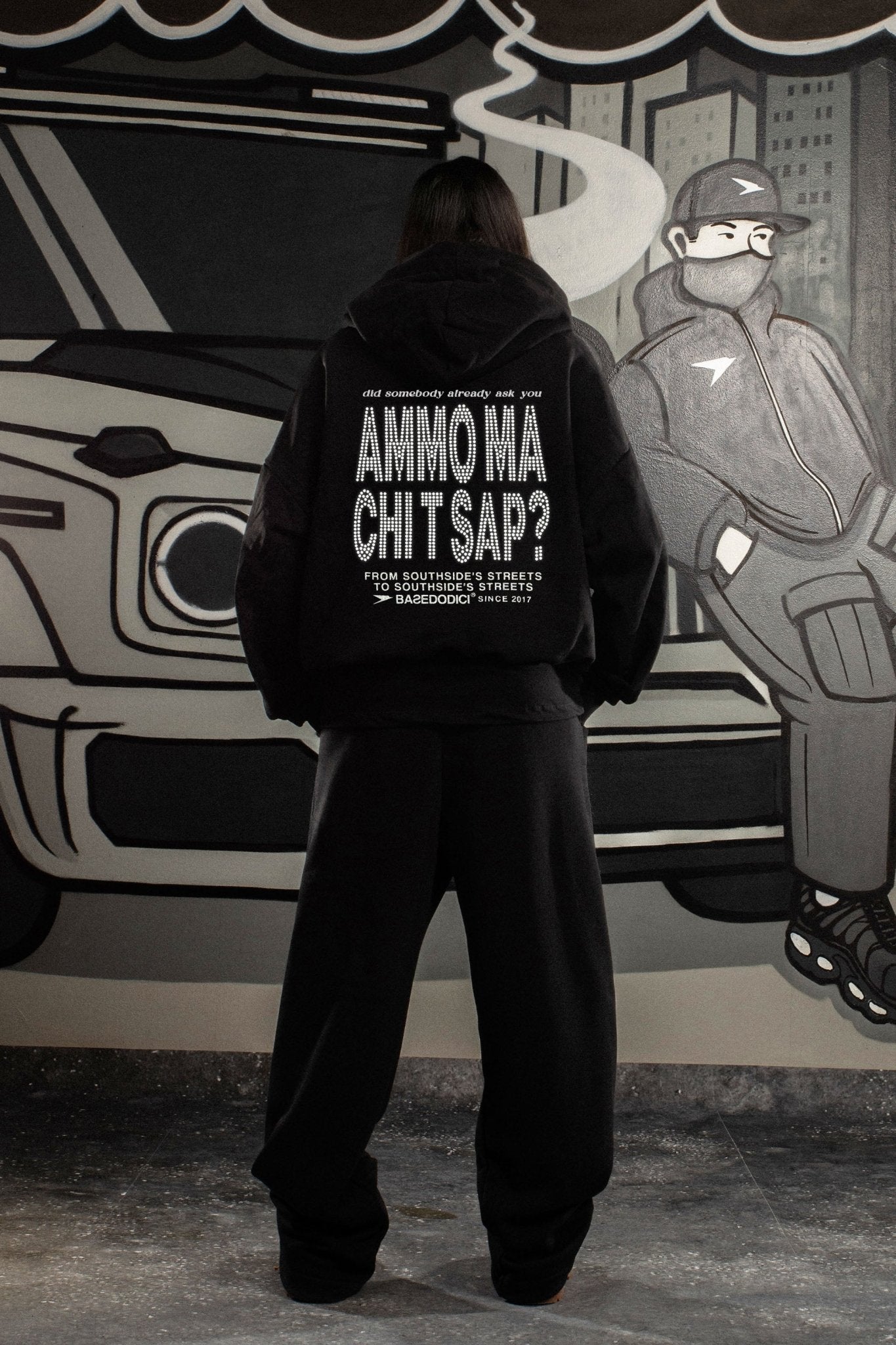 LIMITED EDITION - Hoodie "AMMO" CHI'T'SAP Black/Strass - BASEDODICI®