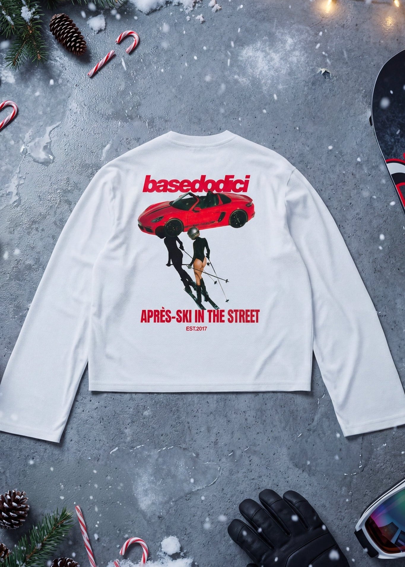 Longsleeve "DIRTY XMAS" Apres - Ski in the Street White - BASEDODICI®