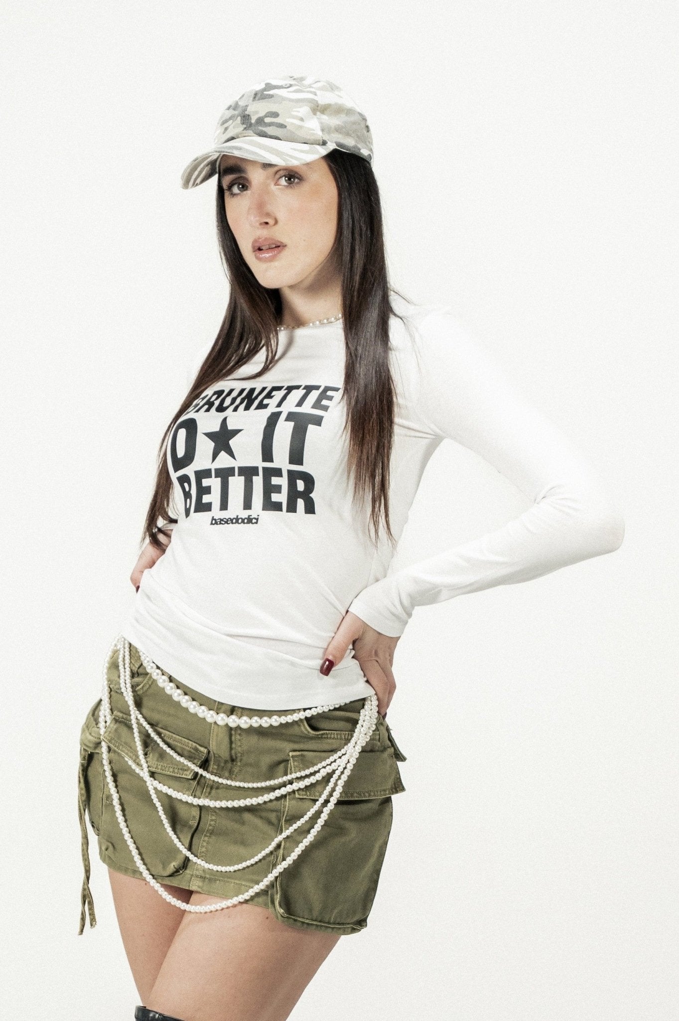 Longsleeve "DIVA" Brunette White - BASEDODICI®