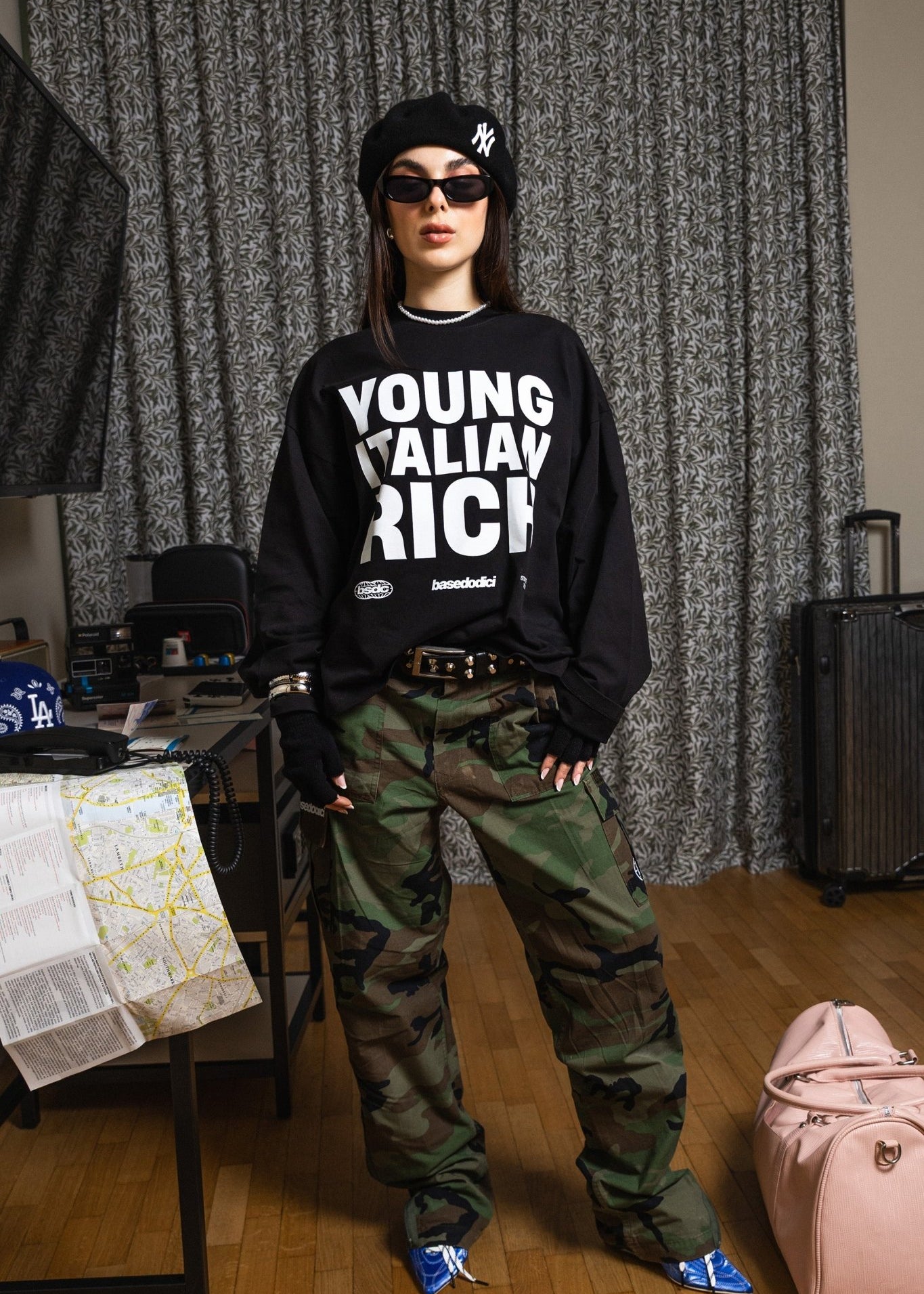 Longsleeve "WORLD TOUR" Italian Rich Black - BASEDODICI®
