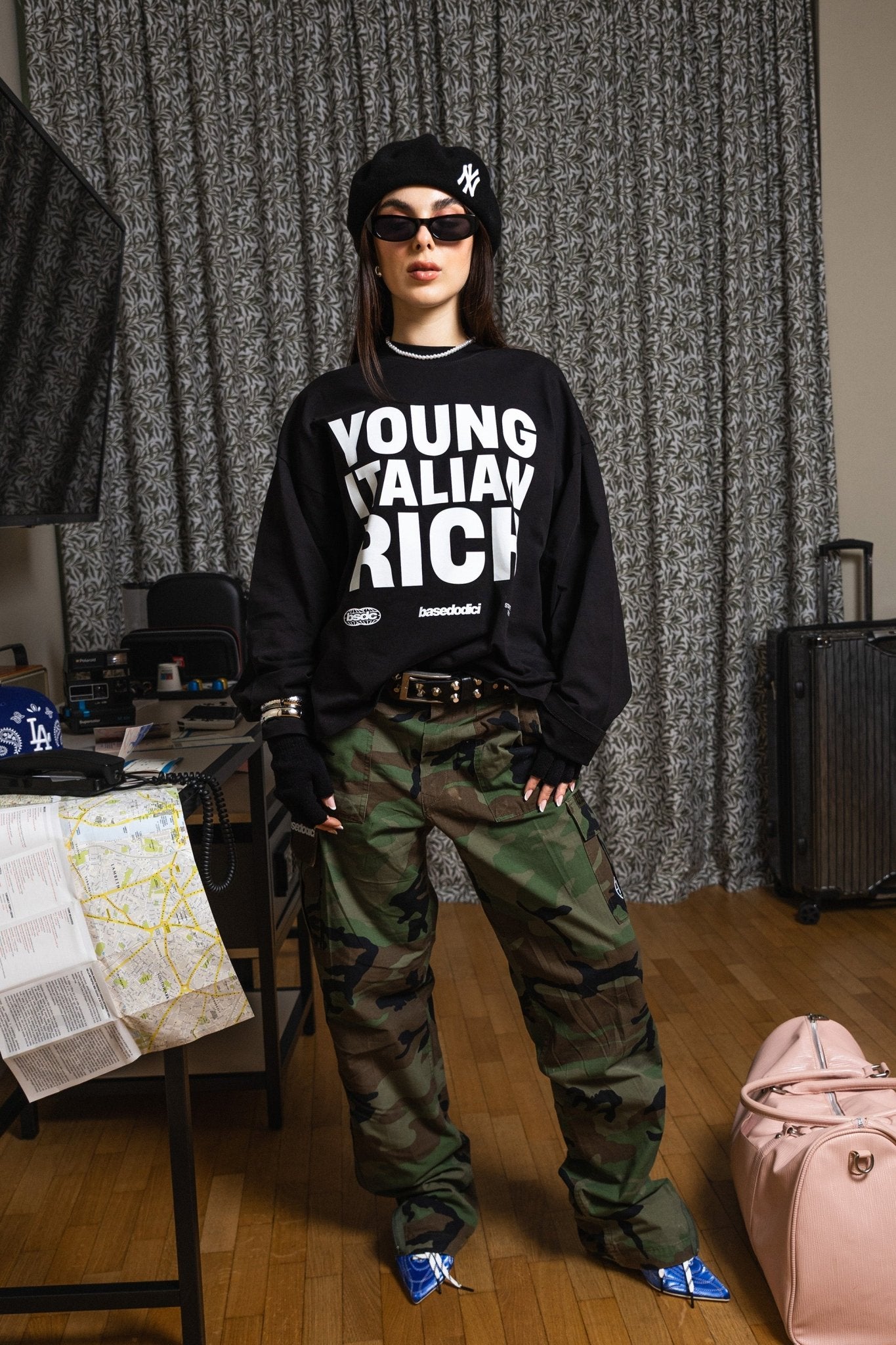 Longsleeve "WORLD TOUR" Italian Rich Black - BASEDODICI®