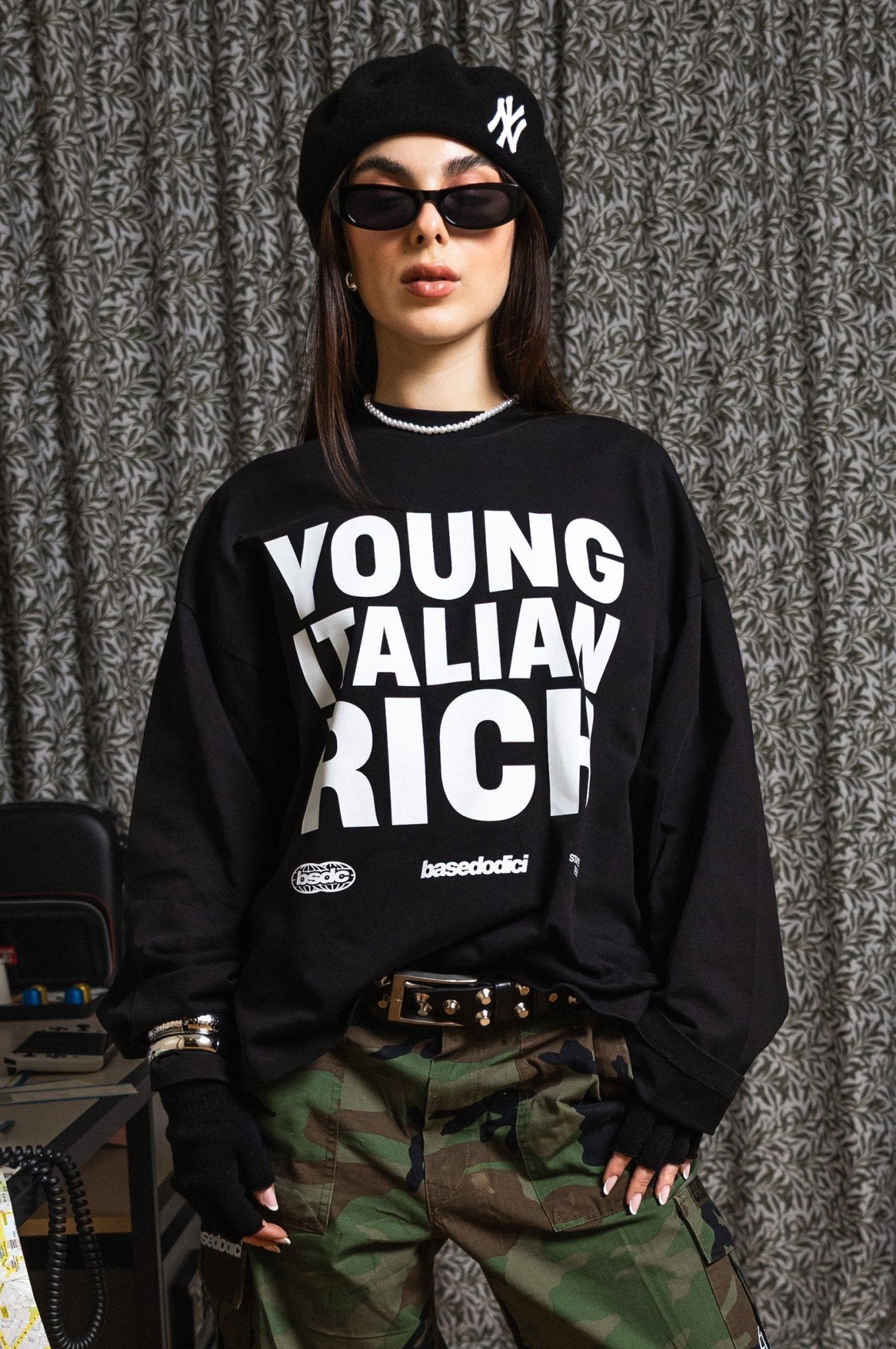 Longsleeve "WORLD TOUR" Italian Rich Black - BASEDODICI®