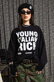 Longsleeve "WORLD TOUR" Italian Rich Black - BASEDODICI®