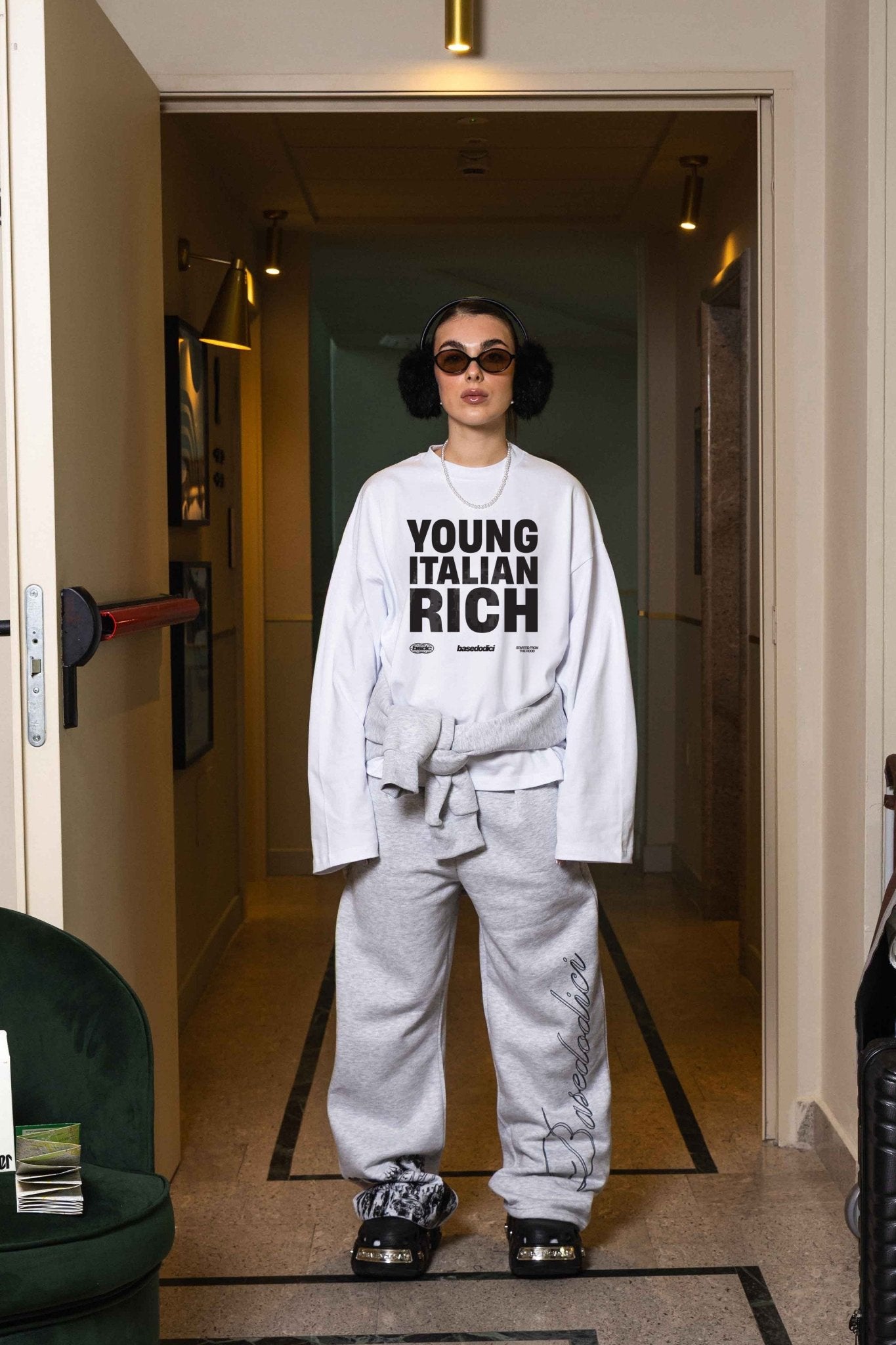 Longsleeve "WORLD TOUR" Italian Rich White - BASEDODICI®