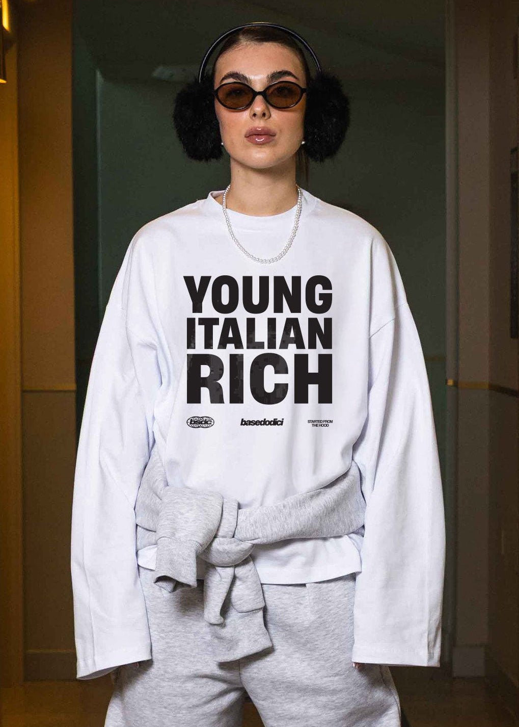 Longsleeve "WORLD TOUR" Italian Rich White - BASEDODICI®