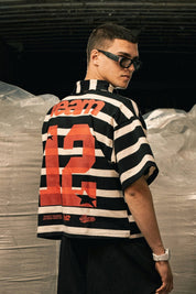 Polo "LAST DELIVERY" Team12 Stripe White/Black - BASEDODICI®