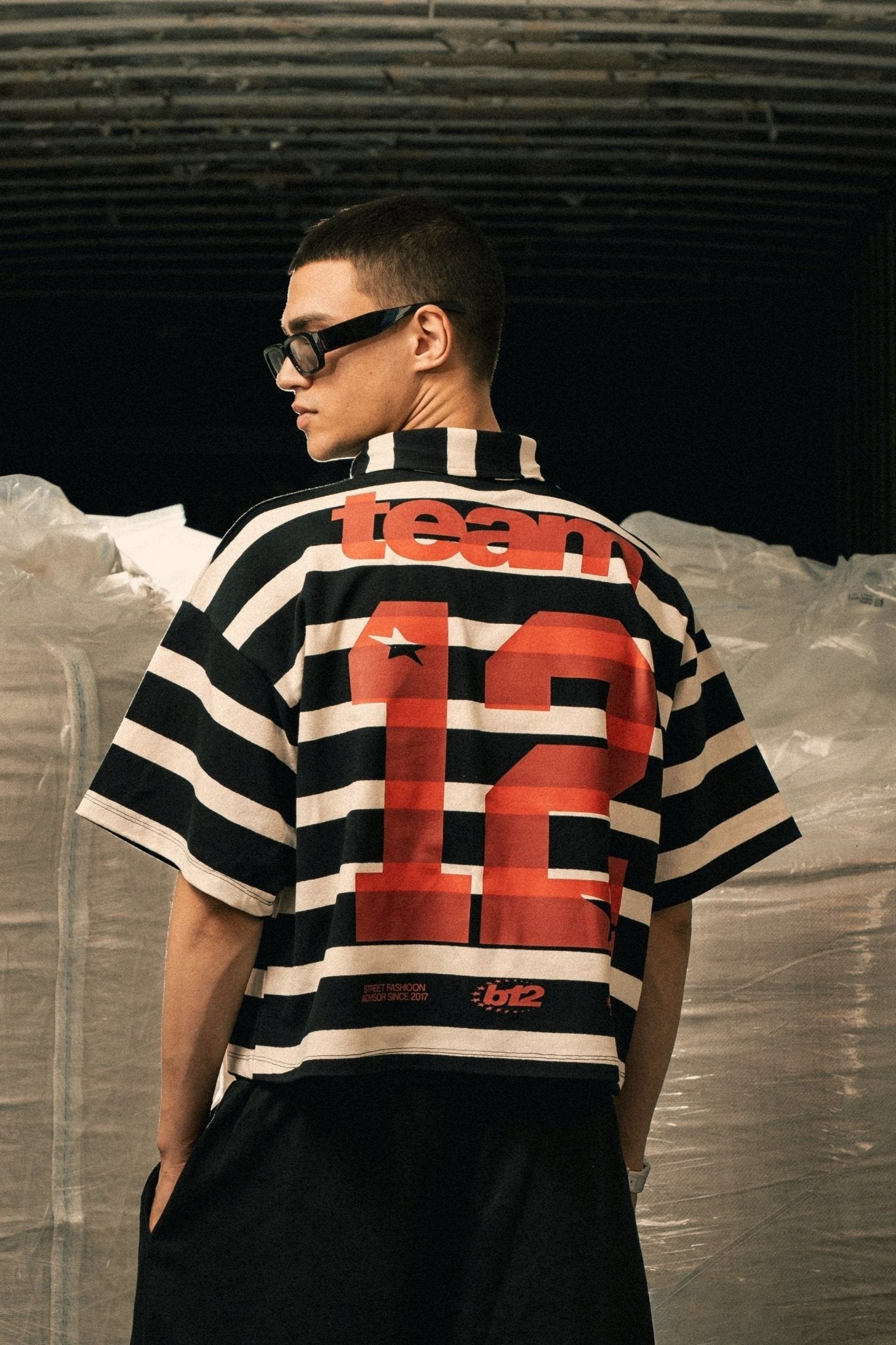 Polo "LAST DELIVERY" Team12 Stripe White/Black - BASEDODICI®