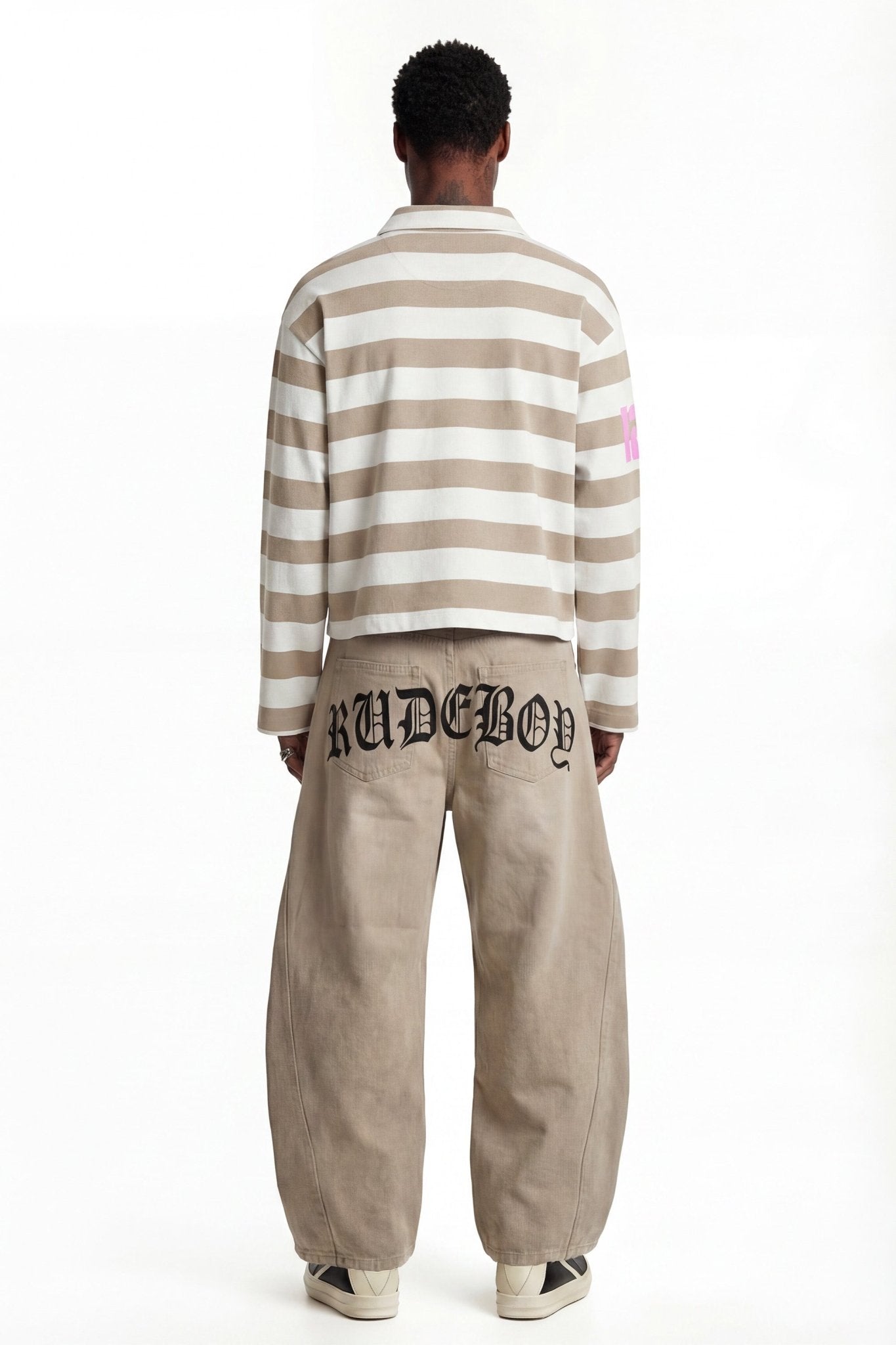 Polo Longsleeve "FOR DREAMERS" Rudeboy Stripe Beige - BASEDODICI®