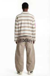 Polo Longsleeve "FOR DREAMERS" Rudeboy Stripe Beige - BASEDODICI®