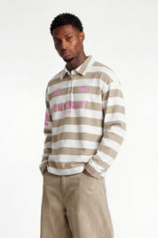 Polo Longsleeve "FOR DREAMERS" Rudeboy Stripe Beige - BASEDODICI®