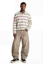 Polo Longsleeve "FOR DREAMERS" Rudeboy Stripe Beige - BASEDODICI®