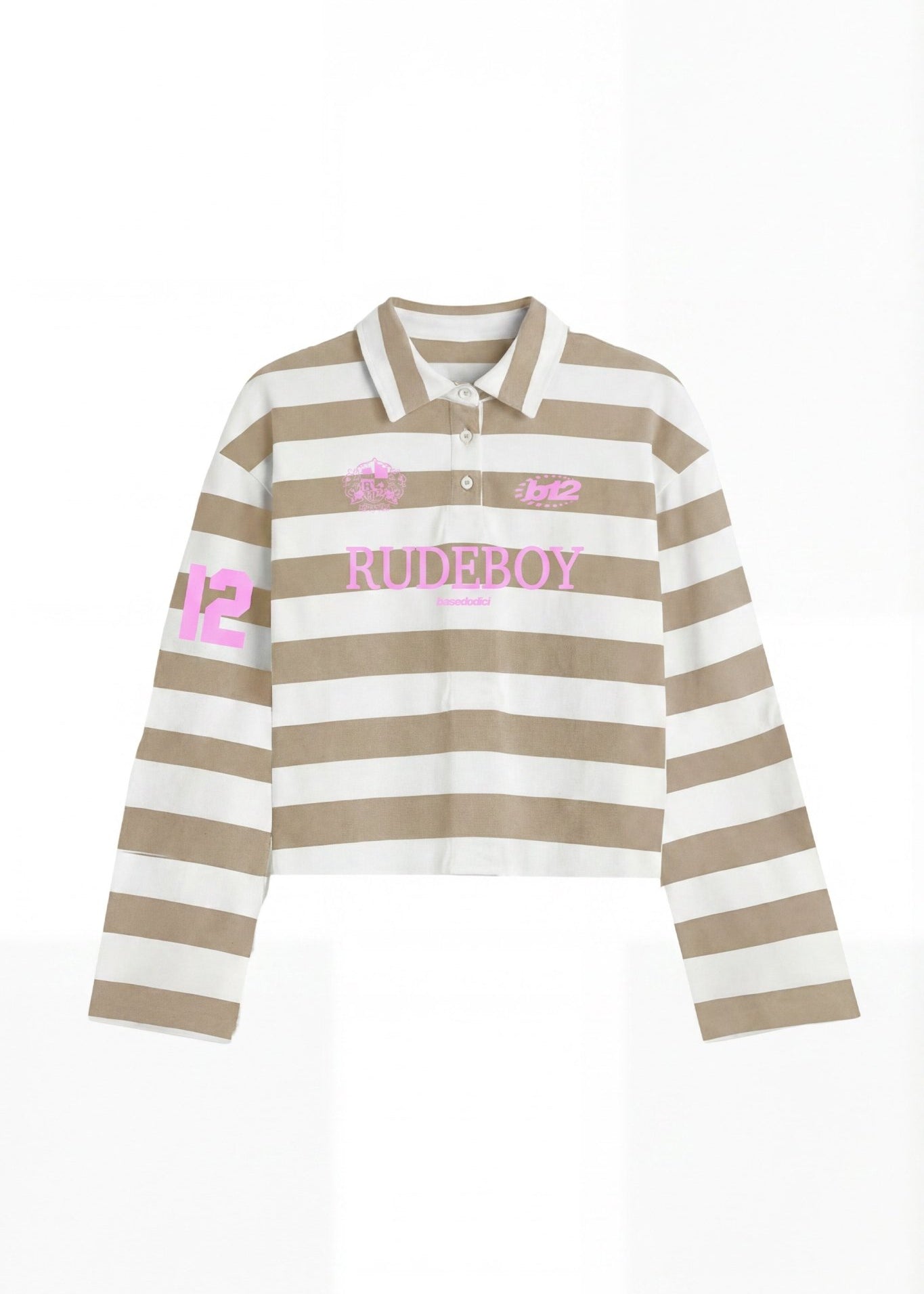 Polo Longsleeve "FOR DREAMERS" Rudeboy Stripe Beige - BASEDODICI®