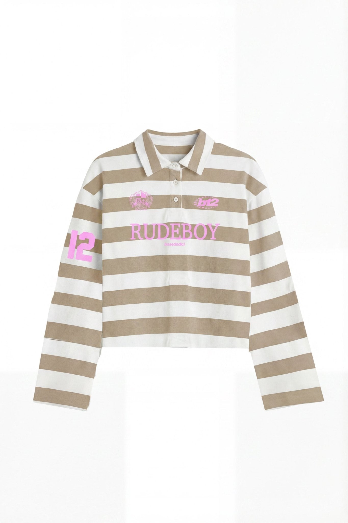 Polo Longsleeve "FOR DREAMERS" Rudeboy Stripe Beige - BASEDODICI®