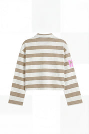 Polo Longsleeve "FOR DREAMERS" Rudeboy Stripe Beige - BASEDODICI®
