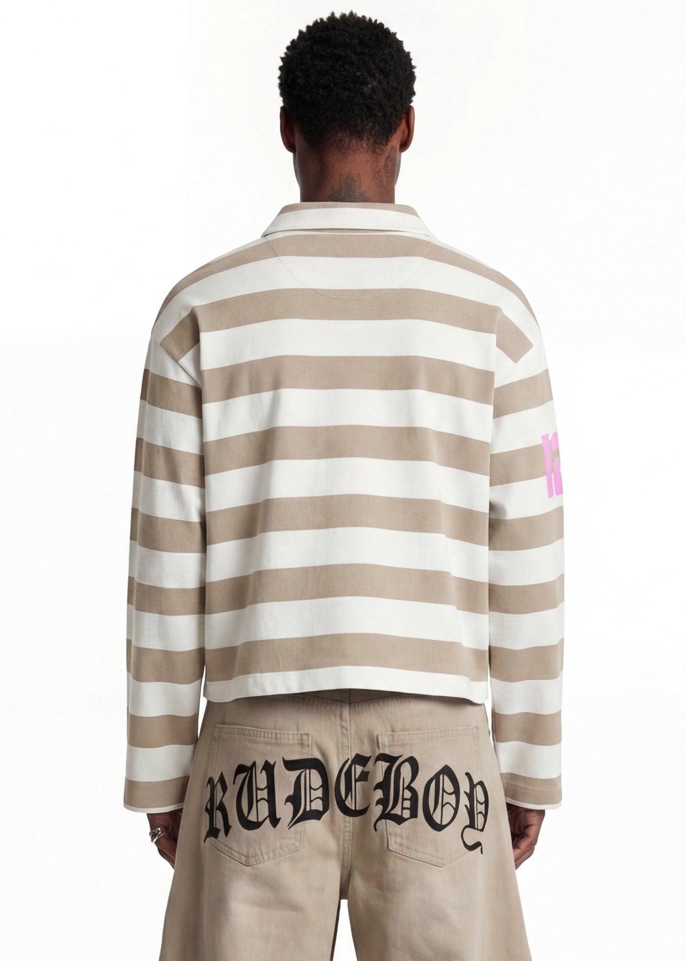 Polo Longsleeve "FOR DREAMERS" Rudeboy Stripe Beige - BASEDODICI®