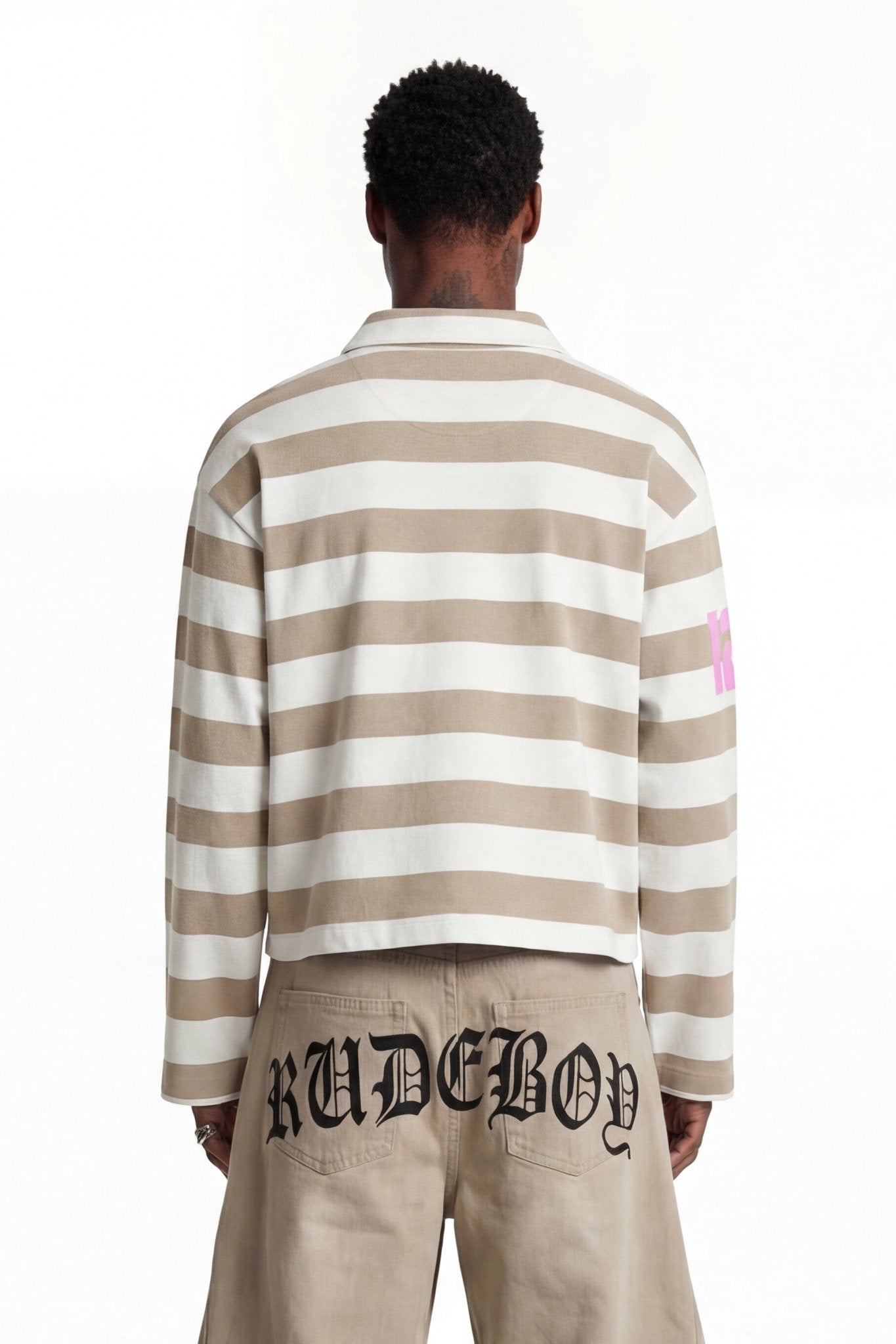 Polo Longsleeve "FOR DREAMERS" Rudeboy Stripe Beige - BASEDODICI®
