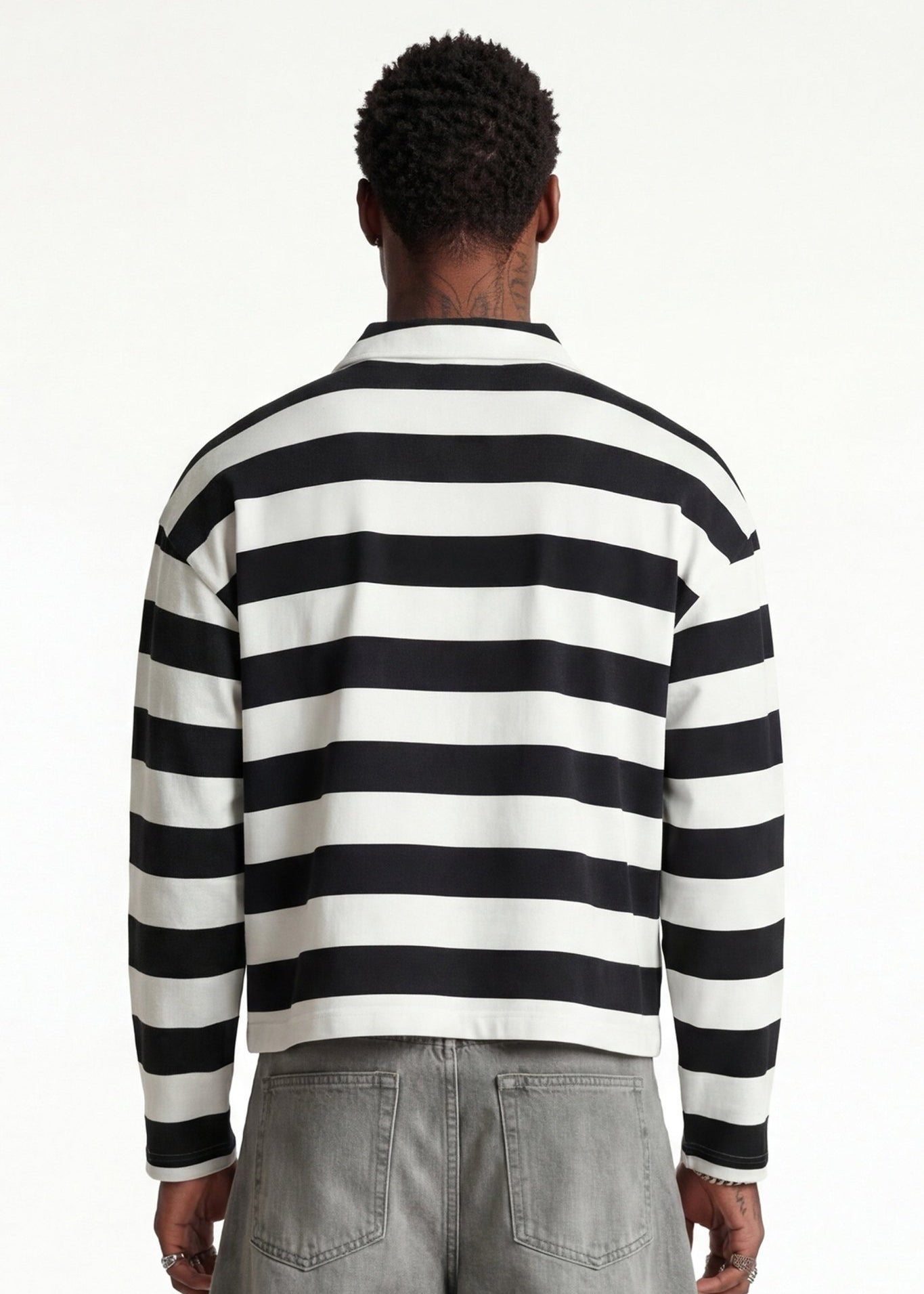 Polo Longsleeve "FOR DREAMERS" Rudeboy Stripe Black - BASEDODICI®
