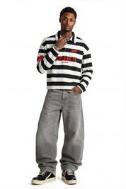 Polo Longsleeve "FOR DREAMERS" Rudeboy Stripe Black - BASEDODICI®