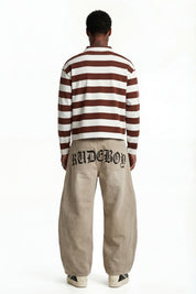Polo Longsleeve "FOR DREAMERS" Rudeboy Stripe Brown - BASEDODICI®