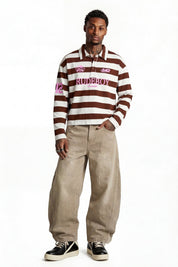Polo Longsleeve "FOR DREAMERS" Rudeboy Stripe Brown - BASEDODICI®