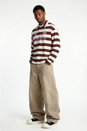 Polo Longsleeve "FOR DREAMERS" Rudeboy Stripe Brown - BASEDODICI®